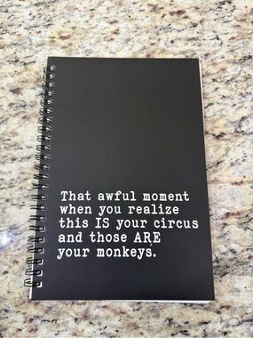 Funny Circus Monkeys Quote Black Spiral Notebook Journal Office Teacher Gift New